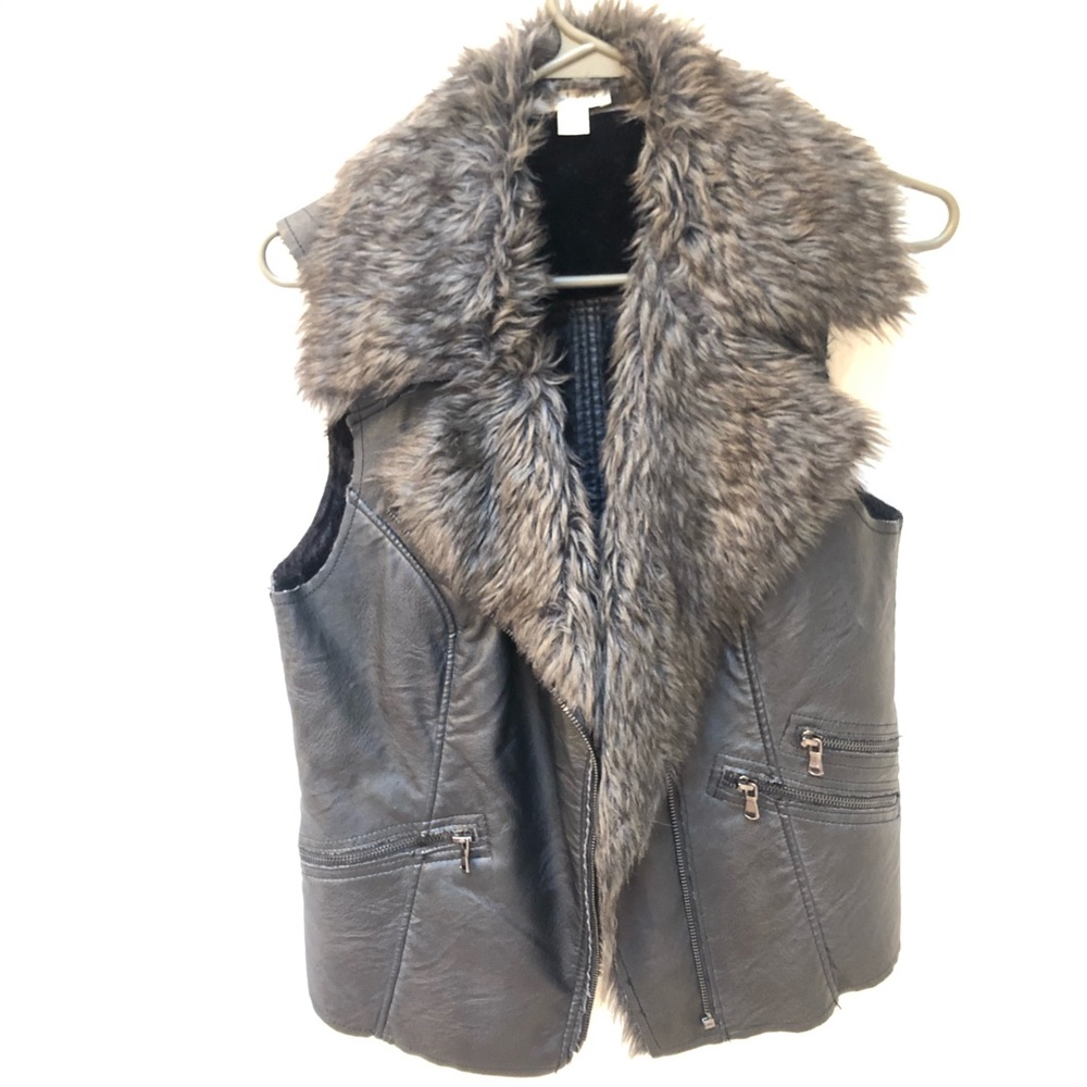 Adorable faux leather faux fur vest
